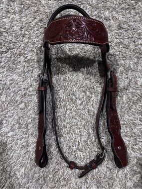 Floral Tooled Leather Western Headstall
